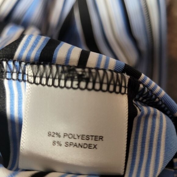 Peter Millar Summer Comfort Men's L Blue Striped Polo Shirt Shady Oaks Club Good - Picture 9 of 9